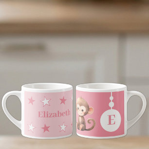 Tasse Expresso Pour les enfants nom de singe rose