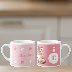 Tasse Expresso Pour les enfants nom de tigre rose