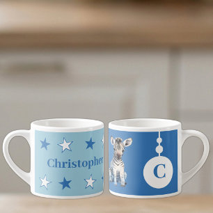 Tasse Expresso Pour les enfants nom de zèbre bleu