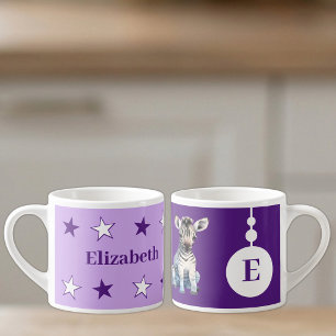 Tasse Expresso Pour les enfants nom de zèbre violet