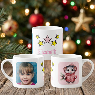 Tasse Expresso Pour les enfants photo nom souris Noël rose