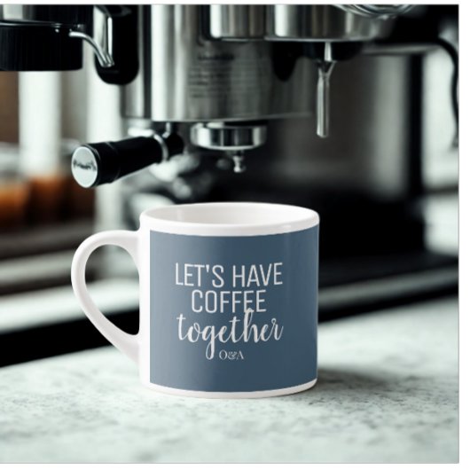 Tasse Expresso Prenons un café ensemble | Monogramme de couple bl