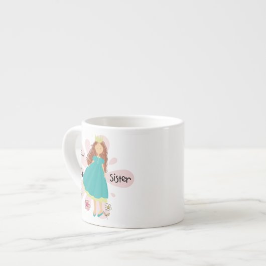 Tasse Expresso Princesse Big Soeur Cheveux Brown (Devant gauche)