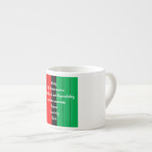 Tasse Expresso Principes de Kwanzaa Motif des rayures rouge noir (Devant droit)