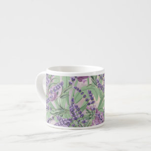 Tasse Expresso Profusion de Lavande Poussiéreuse Florale Rustique