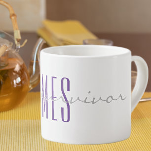 Tasse Expresso Purple Monogram Soft Grey Je suis un survivant 6oz