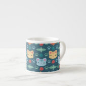 Tasse Expresso Qu'est-ce que le Cool, Kitty Chat en bleu et jaune (Devant droit)
