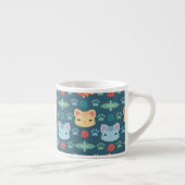 Tasse Expresso Qu'est-ce que le Cool, Kitty Chat en bleu et jaune (Droite)