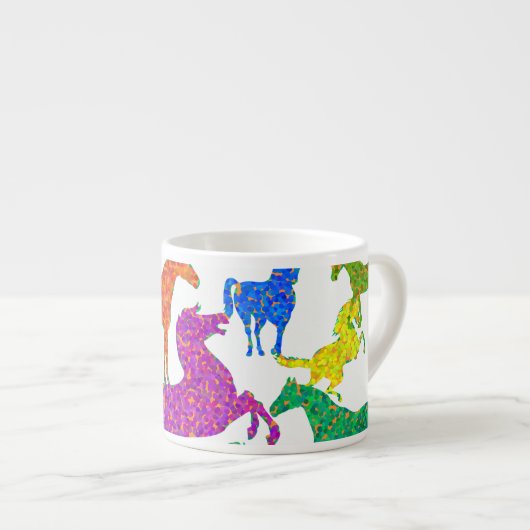Tasse Expresso Rainbow Horses - "Dotty about Horses !" (Devant droit)
