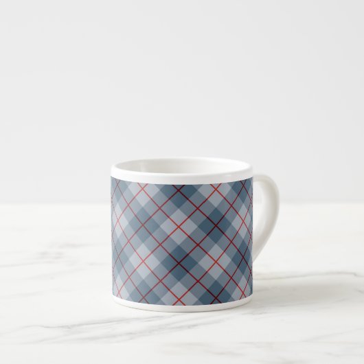 Tasse Expresso Rayure Bleu-Rouge de plaid polarisé (Devant droit)