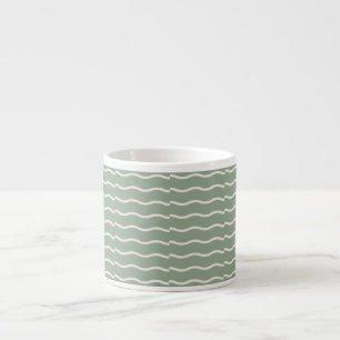 Tasse Expresso Rayure ondulée dessinée à la main Sauge pâle