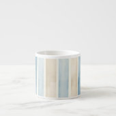 Tasse Expresso Rayures Crème Bleu de Plage (Devant)