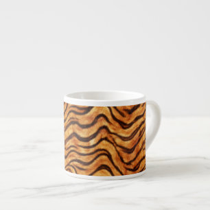 Tasse Expresso Rayures de tigre ondulées sauvages orange brun fon