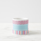 Tasse Expresso Rayures et motif roses (Devant)