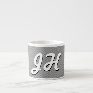 Tasse Expresso Rayures fines noires et blanches Initiales de st