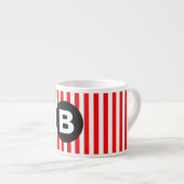 Tasse Expresso Rayures verticales rouges et blanches avec monogra (Devant droit)