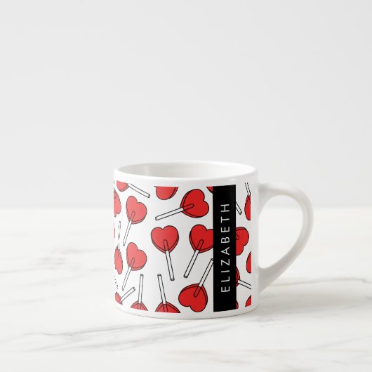 Tasse Expresso Red Lollipops, Heart Lollipops, Lolly, Your Name (Droite)