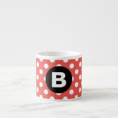 Tasse Expresso Red Polka Dot Pattern Black Monogram (Devant)