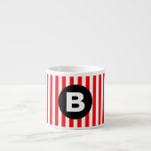Tasse Expresso Red White Vertical Stripes Black Monogram (Devant)