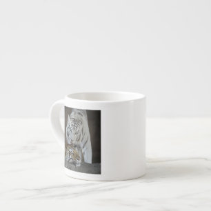 Tasse Expresso Repos blanc et Brown de tigres