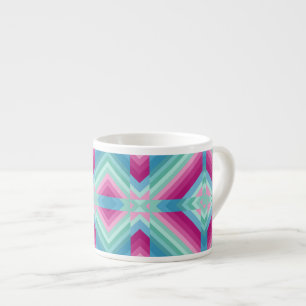 Tasse Expresso Résumé formes géométriques bleu rose turquoise e
