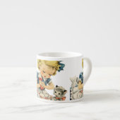 Tasse Expresso Rétro Anniversaire Fille Cake Cat Enfants Artwork (Devant droit)