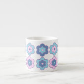 Tasse Expresso Retro Bubble Flowers (Pink and Blue) Pattern (Devant)