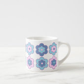 Tasse Expresso Retro Bubble Flowers (Pink and Blue) Pattern (Droite)
