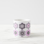 Tasse Expresso Retro Bubble Flowers (Pink and Grey) Pattern (Devant)