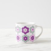 Tasse Expresso Retro Bubble Flowers (Purple and Green) Pattern (Droite)