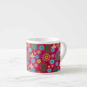 Tasse Expresso Rétro, motif floral