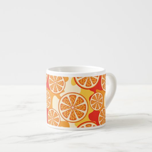 Tasse Expresso Rétro motif orange d'agrume (Devant droit)