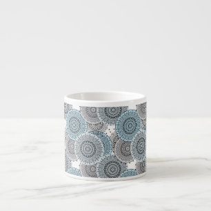 Tasse Expresso Rétro, motif rétro, bleu et gris, élégant