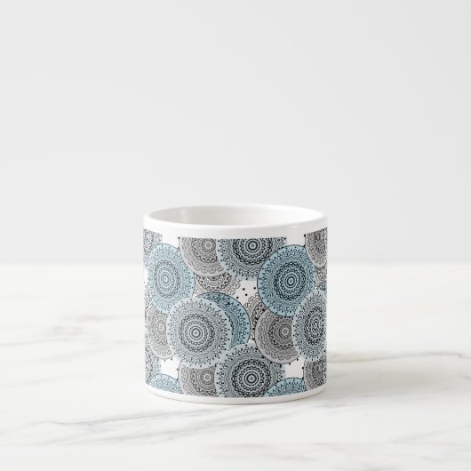 Tasse Expresso Rétro, rétro motif, bleu et gris, élégant (Devant)