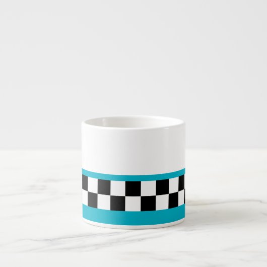 Tasse Expresso rétro-vérificateurs turquoises par répartition (Devant)