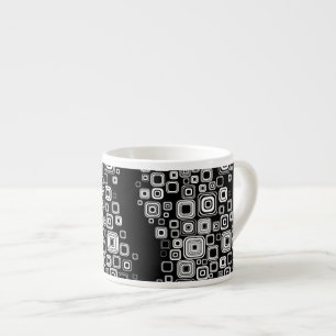 Tasse Expresso Rétros carrés noirs et blancs