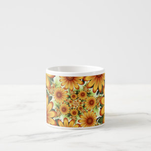 Tasse Expresso Rêve Floral, Art Fractal Moderne Abstrait Fleur