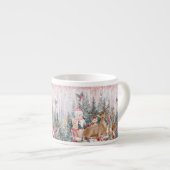 Tasse Expresso Rinder d'aquarelle rose, Snowman Joyeux Noël (Devant droit)