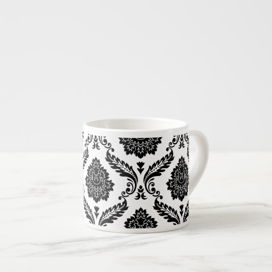 Tasse Expresso Rococo Damask Big Pattern Black on White (Devant droit)