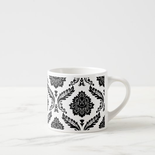Tasse Expresso Rococo Damask Big Pattern Black on White (Droite)