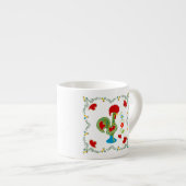 Tasse Expresso Rooster portugais de la chance en vert (Devant droit)