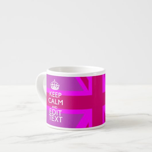Tasse Expresso Rose Chaud - Garder le calme Modifier le texte Uni (Devant gauche)