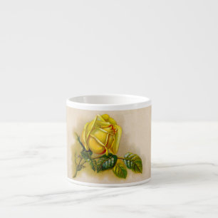 Tasse Expresso Rose jaune Antique Vintage Imprimer Art