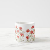 Tasse Expresso Rose Pâle Roses Rouges Romantiques Fête de Mariage (Devant)