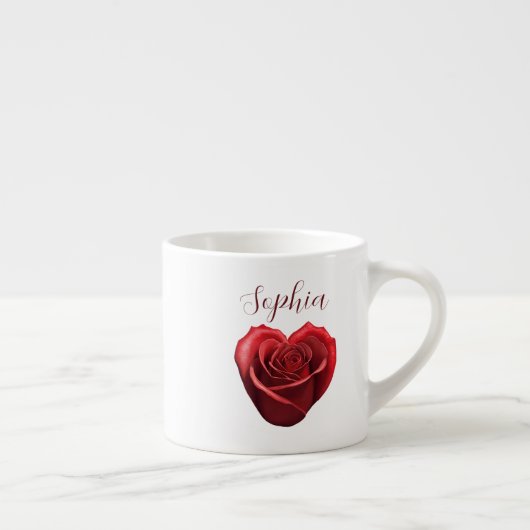 Tasse Expresso Rose rouge en forme de coeur - (Droite)