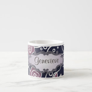 Tasse Expresso Roses en verre souillé de pourpre avec la plaque