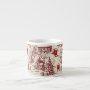 Tasse Expresso Rouge traditionnel du Père Noël sur Toile De Jouy