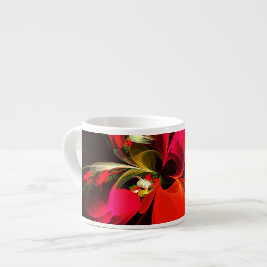 Tasse Expresso Rouge Vert Floral Moderne Art Abstrait Motif #02 (Devant gauche)