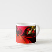 Tasse Expresso Rouge Vert Floral Moderne Art Abstrait Motif #02 (Devant droit)