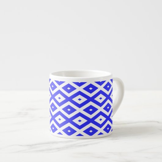 Tasse Expresso Royal blue and white diamond pattern (Devant droit)